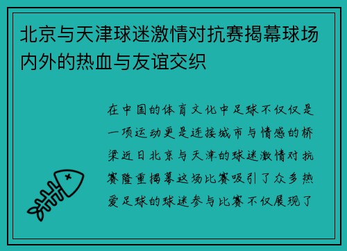 北京与天津球迷激情对抗赛揭幕球场内外的热血与友谊交织